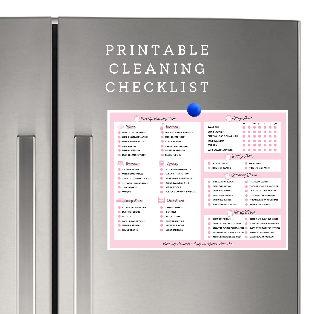 PINK printable cleaning checklist mockup