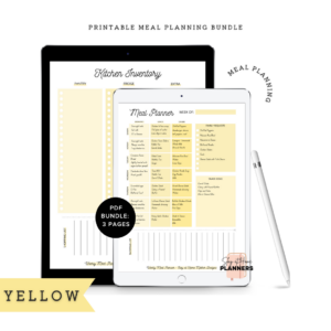 INSTANT DOWNLOAD PRINTABLE FAMILY MEAL PLANNER BUNDLE yellow