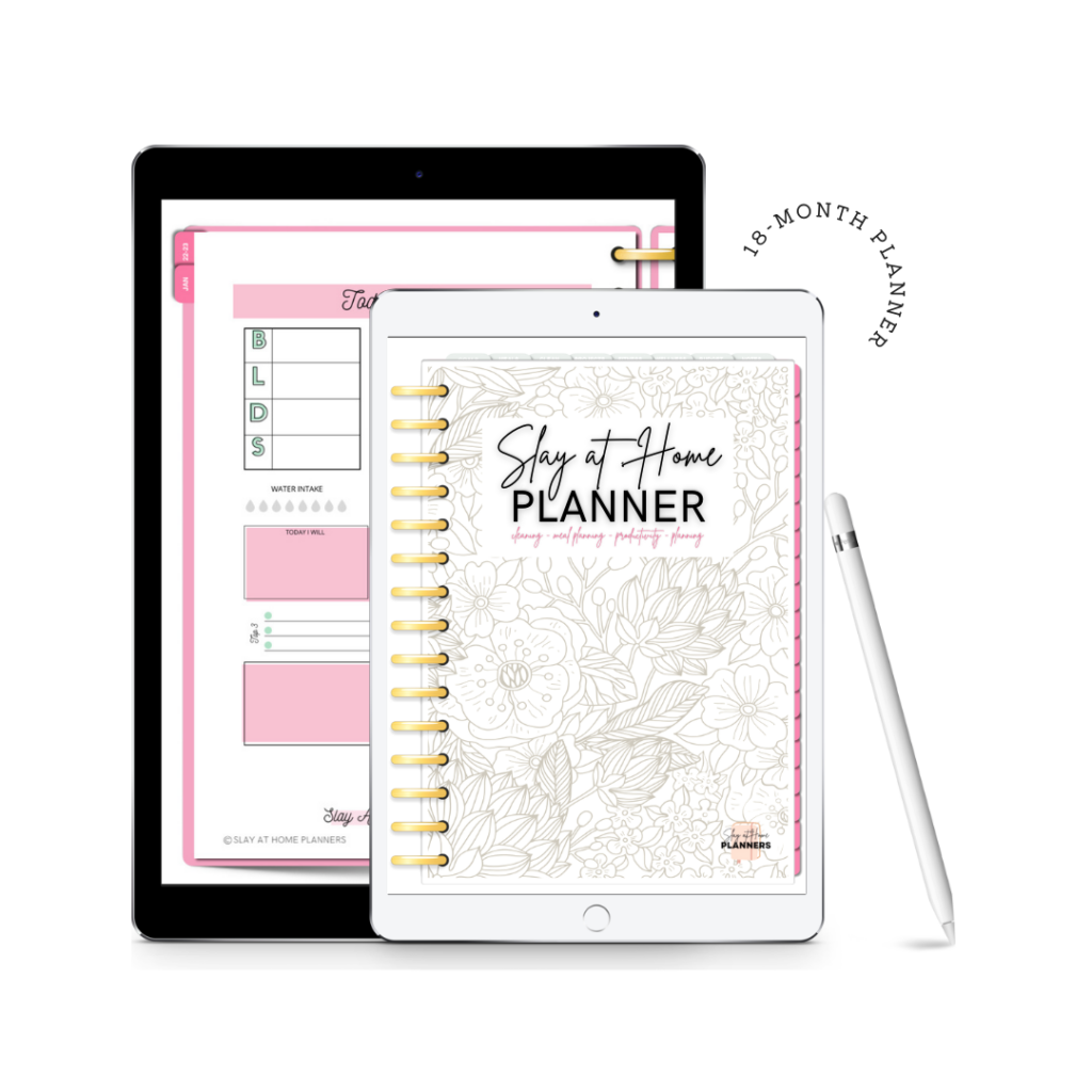 gray floral cover 18 month digital planner feature image