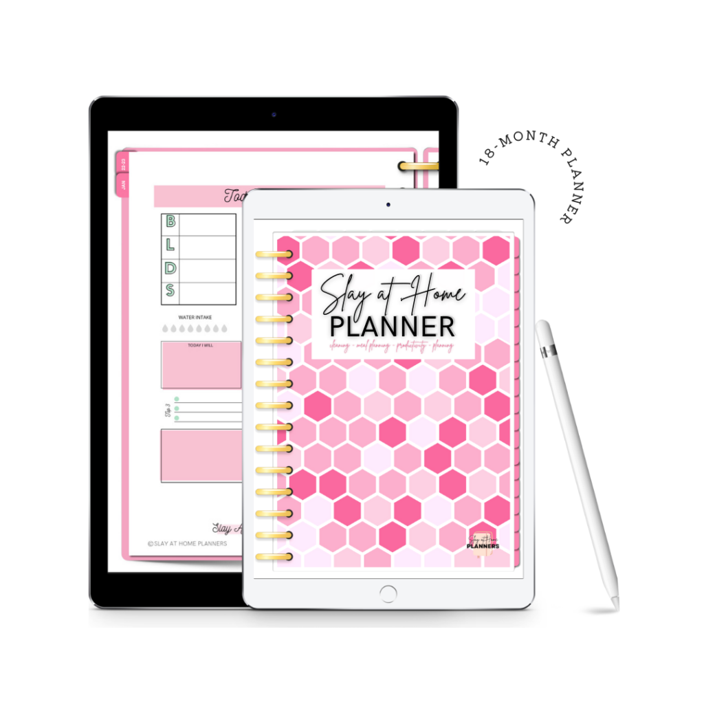 pink hexagons cover 18 month digital planner feature image