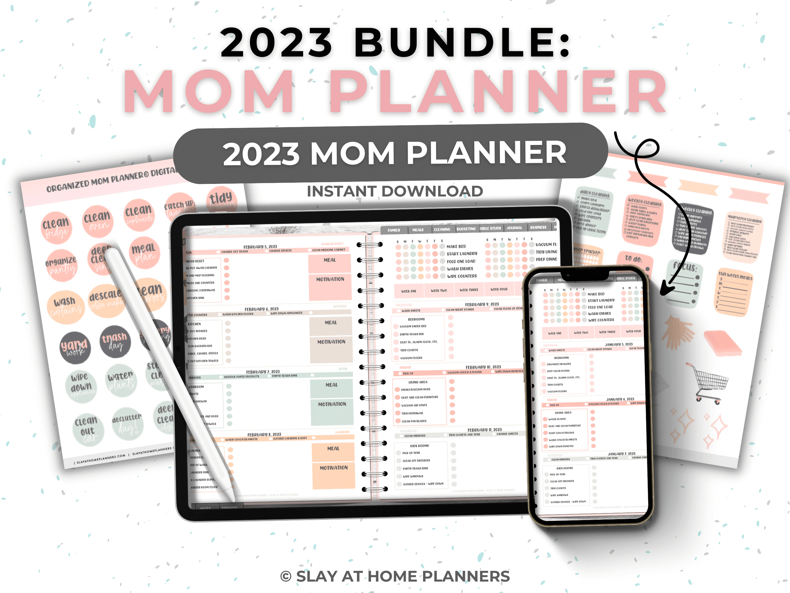 2023 Condensed Organized Mom Planner – Digital Planning Bundle