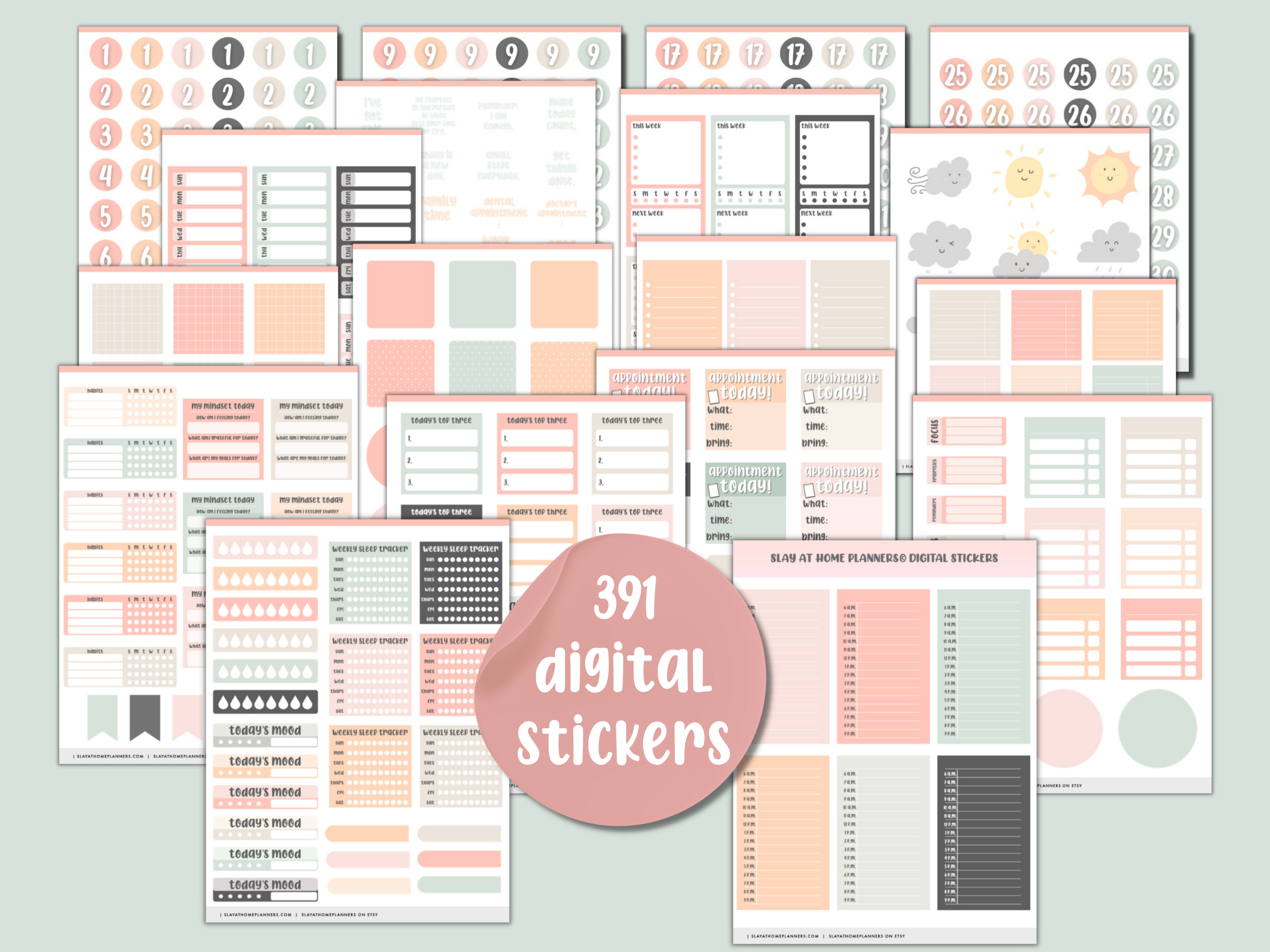 Days of the Week Stickers Goodnotes Digital Planner Stickers 