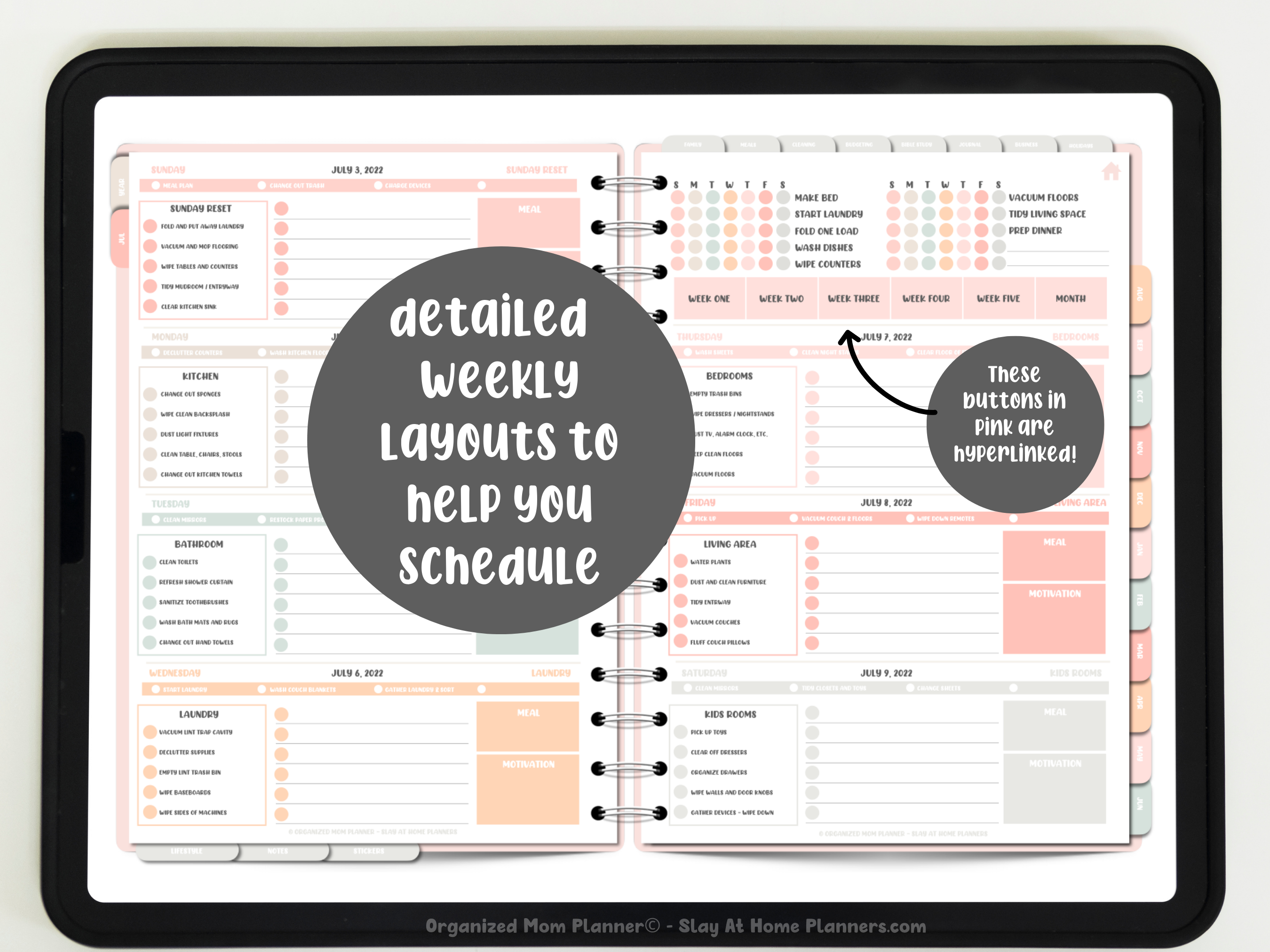 weekly overview july 2022 - june 2023 organized mom planner mockups