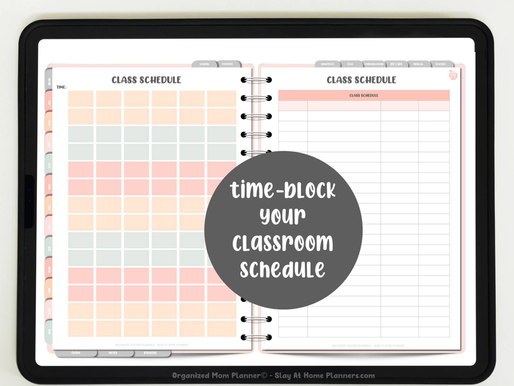 organized teacher planner class schedule