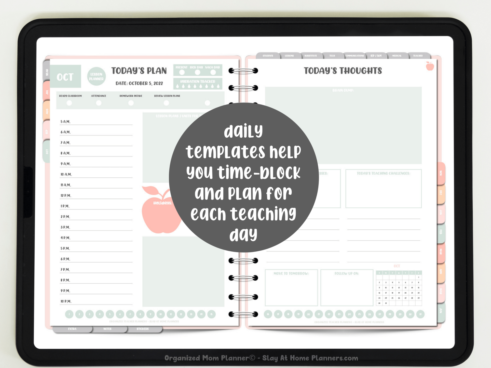 organized teacher planner daily template