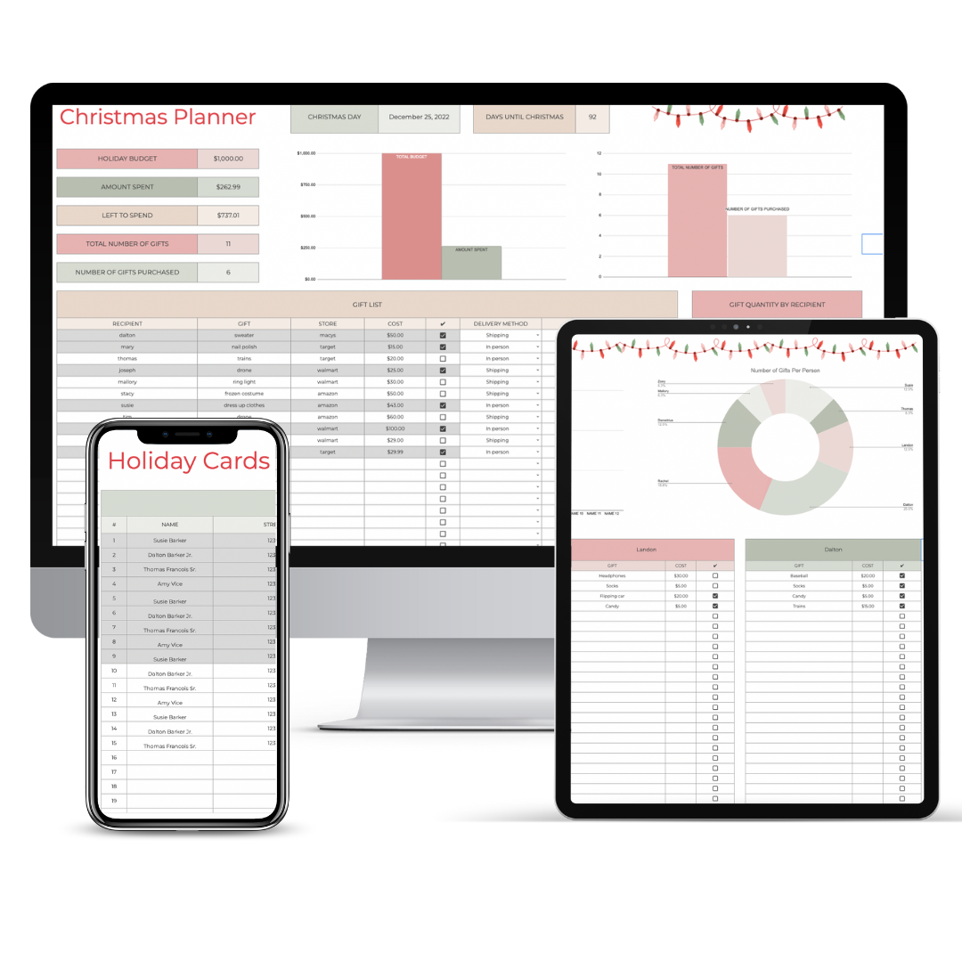 ⭐️NEW⭐️ Google Sheets Template Christmas Planner Slay At Home Planners