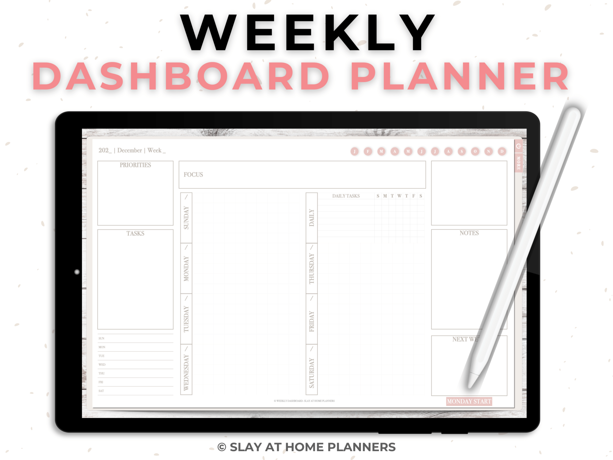 weekly dashboard planner