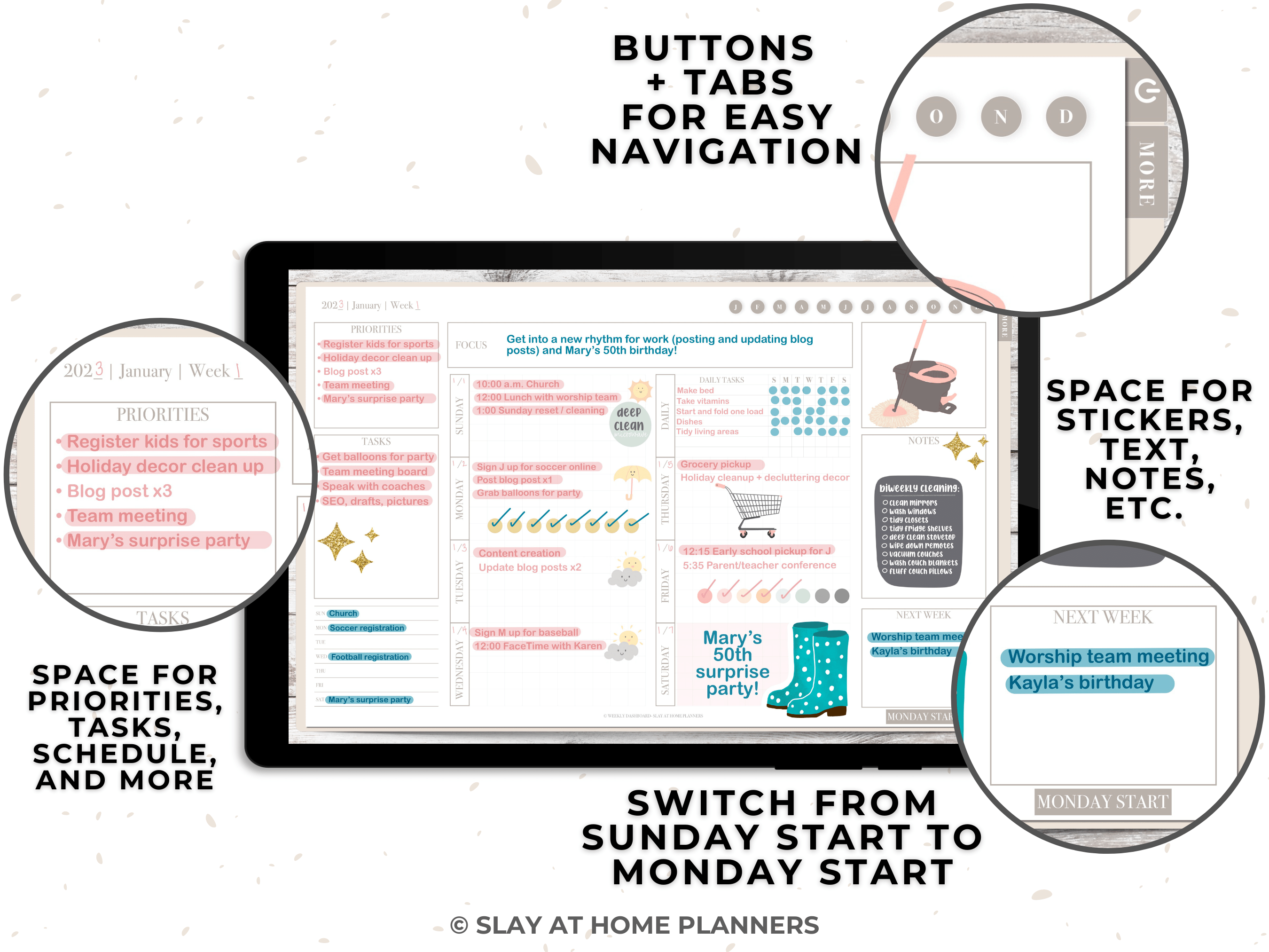 weekly dashboard planner closeup mockup weekly view 