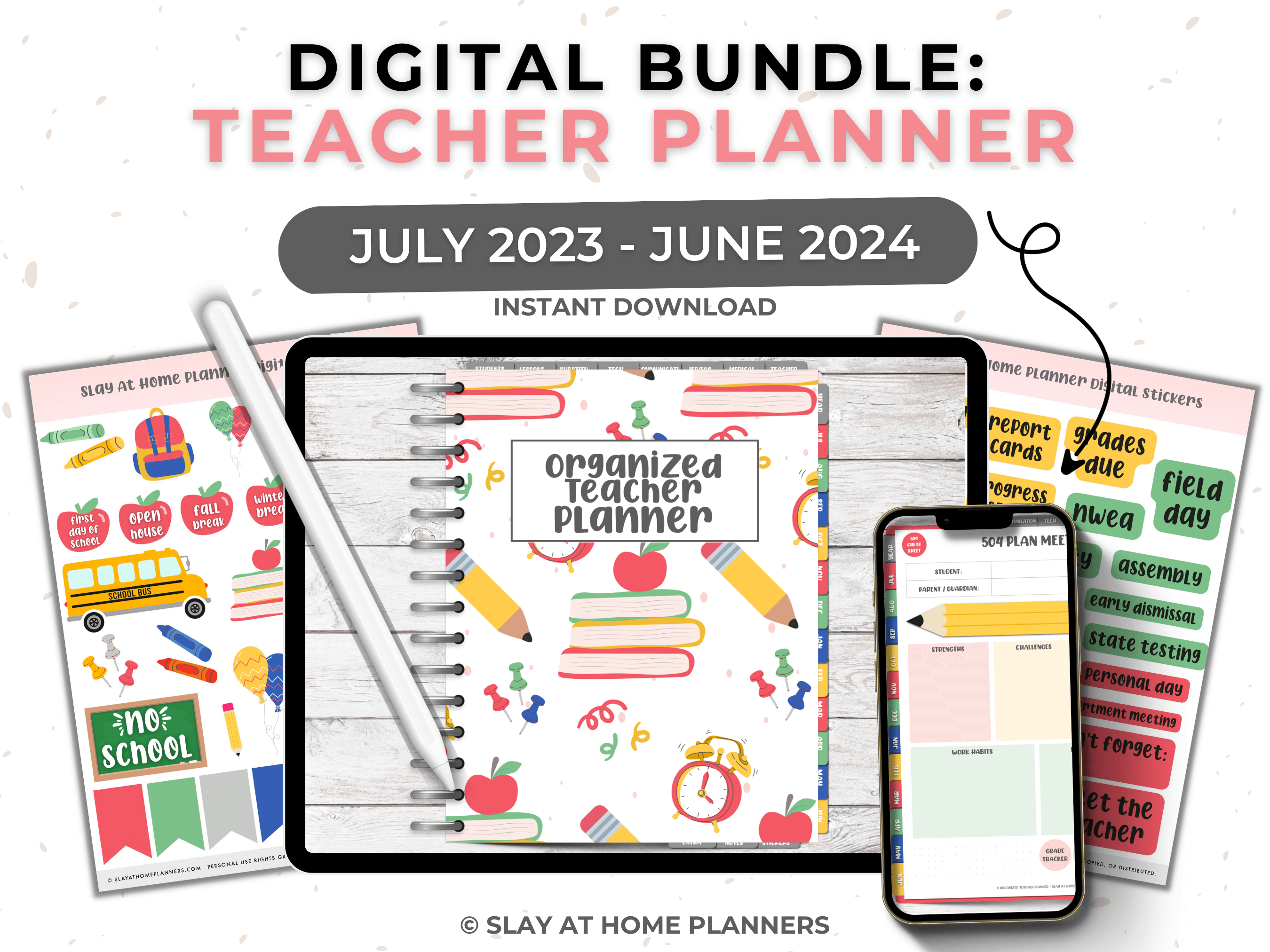 organized teacher planner mockup