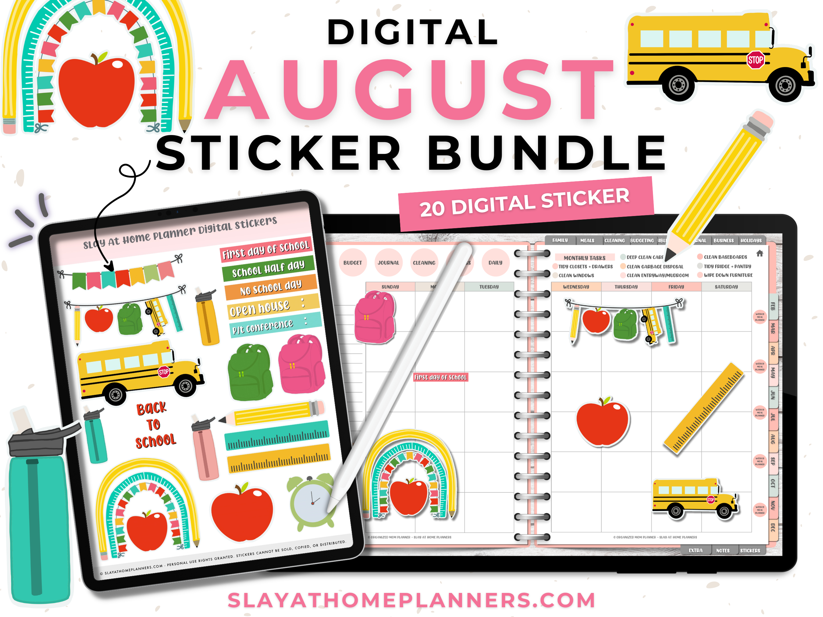 August Digital Sticker Bundle Extended - Slay At Home Planners